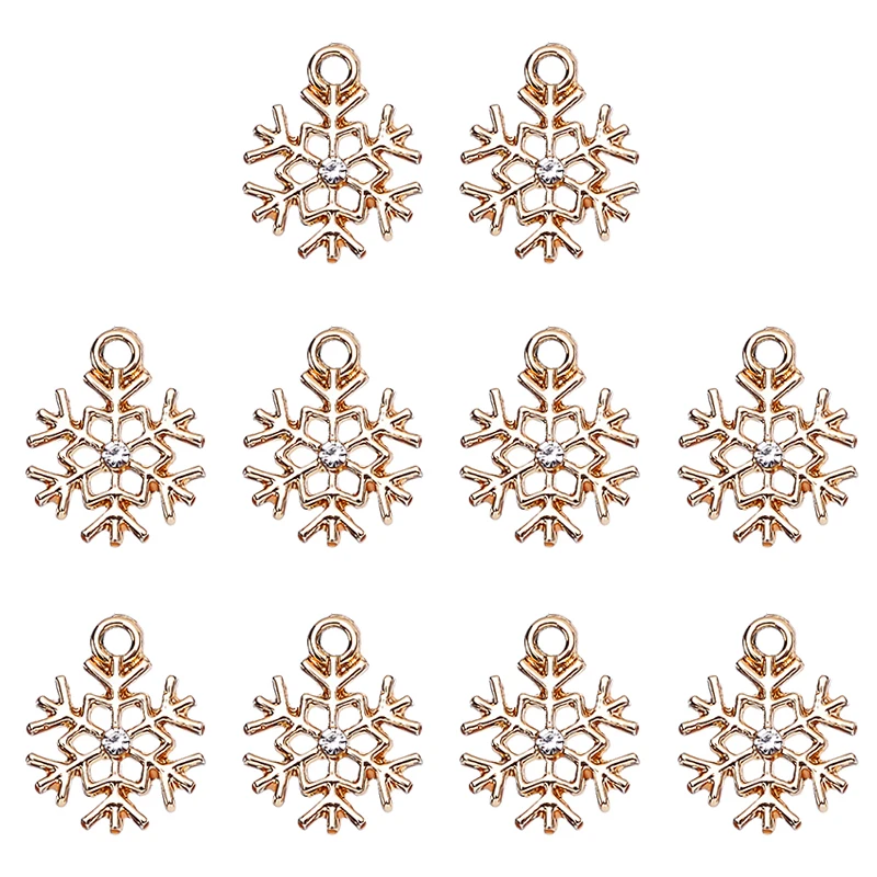 17*22MM 20Pcs/Set High Quality Golden Snowflake Charm Pendant Fashion Earrings DIY Handmade Jewelry Making Accessories Wholesale