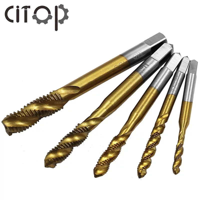 Citop M3-M8 Titanium Plated Screw Tap Drill Bits Hex Shank High Speed Steel Taps Woodworking Combination Bit IN Quick Change