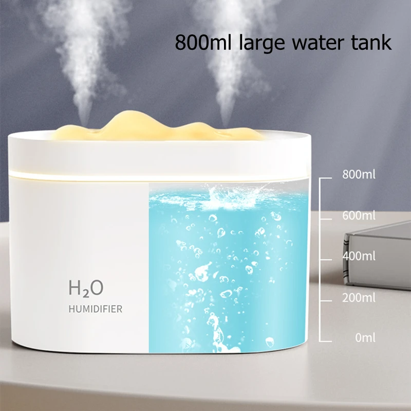 800 мл USB увлажнитель воздуха Snow Mountain двойной распылитель сопла 2000 мАч перезаряжаемый аромадиффузор теплый светильник увлажнитель для дома