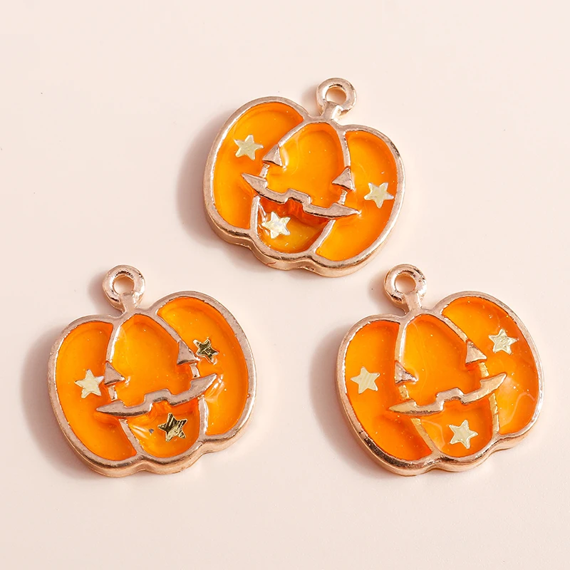 Leslie 10 stücke Emaille Halloween Charms Bonbon farbe Kürbis Charms Anhänger von Halskette Ohrringe DIY Schmuck Herstellung Zubehör – Detail 6
