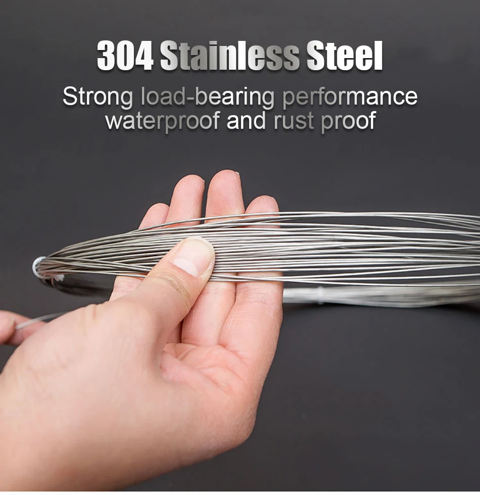 100m 304 Stainless Steel Wire Single Strand Fishing Hoisting Cable 0.1mm 0.2mm 0.3mm 0.4mm 0.5mm 0.6mm 0.8mm hard steel wire