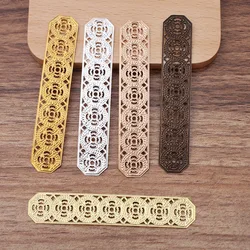 10pcs/lot 82x15mm Silver Color Copper Hollow Out Strip Flowers Filigree Wraps Connectors Charm Jewelry Making Components DIY