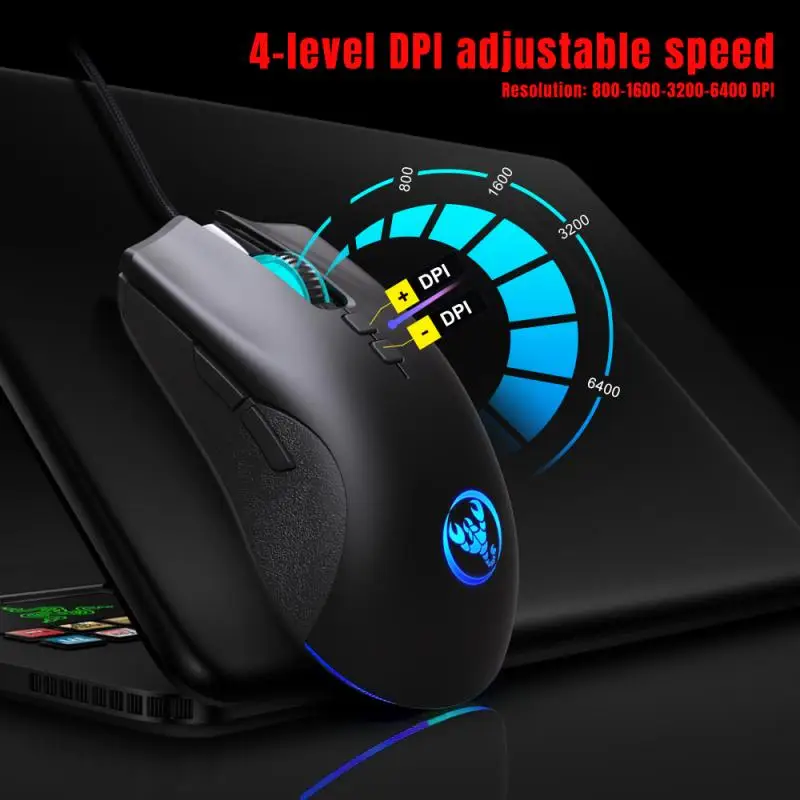 

Professional Wired Mouse Colorful Luminous 7D Gaming Mouse Gaming Wired Mouse 6400dpi Adjustable Support Macro Programming