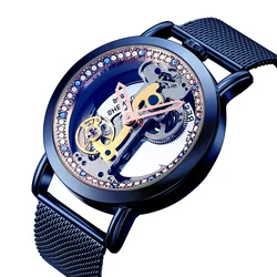 SHENHUA Luxury Diamond Tourbillon Skeleton  Women's Watches Fashion Royal Transparent Automatic Mechanical Ladies Wrist Watch