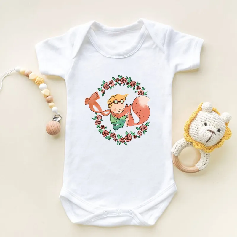 The Little Prince Art Printing Short Sleeve Romper Infant Newborn Bodysuits Cotton Baby Jumpsuit Outfits Cute Boys Girls Clothes