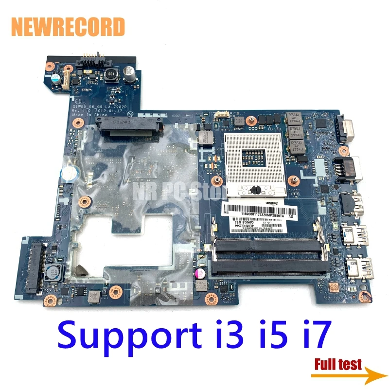 

For Lenovo Ideapad G580 11S90001175 90001175 Laptop Motherboard 15" S989 LA-7982P HM76 HD4000 DDR3 Support I3 I5 I7