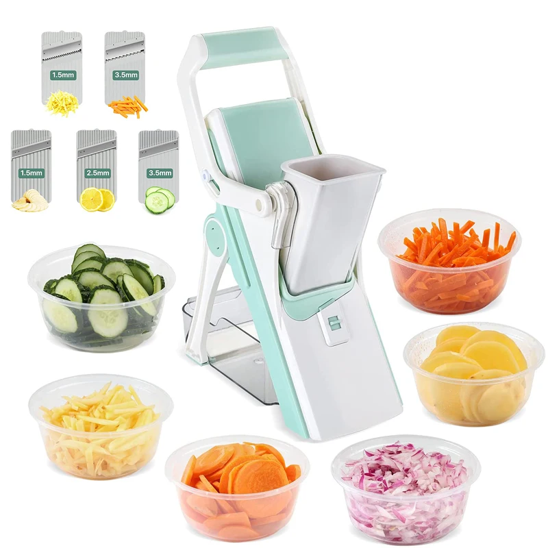 

LMETJMA Adjustable Mandoline Slicer Stainless Steel Vegetable Slicer Julienne Safe Vegetable Dicer Onion Carrot Slicer KC0420