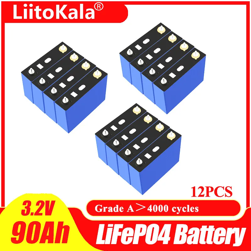 

12pcs LiitoKala 3.2V 90Ah CATL LiFePO4 battery diy 12V 24V 36 battery Lithium-iron phospha Can make Boat batteries, car batteriy