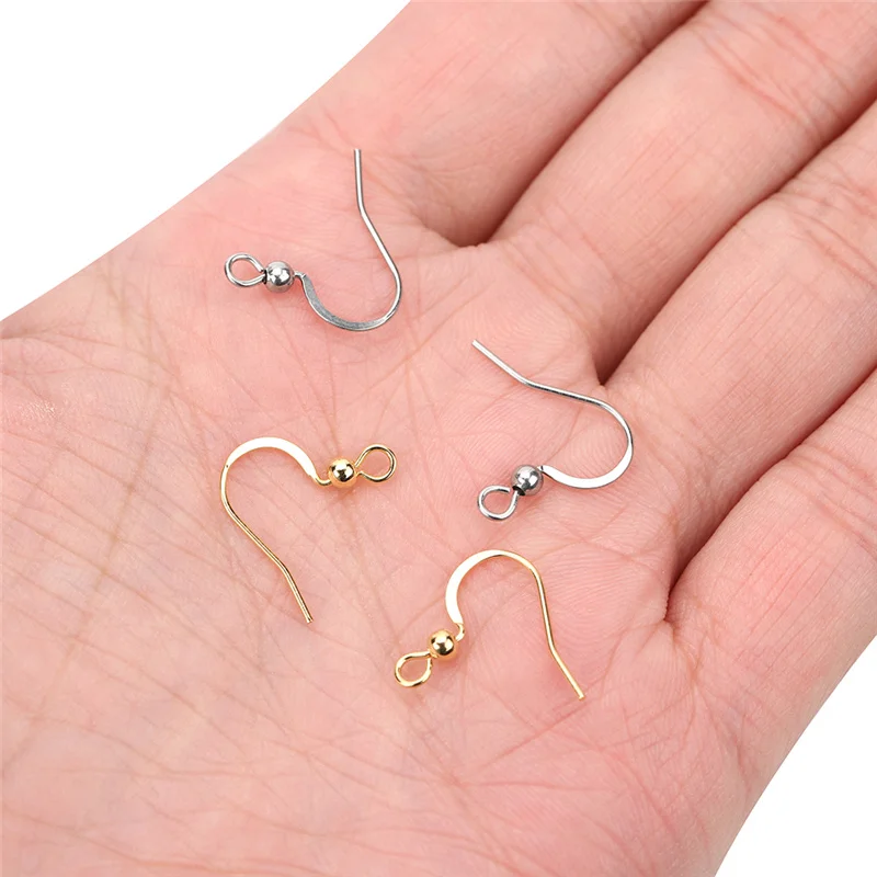 50pcs Stainless Steel Hypoallergenic Earring Hooks 17*20mm Gold Color Earring Clasp Wire Diy Jewelry Making Findings Accessories