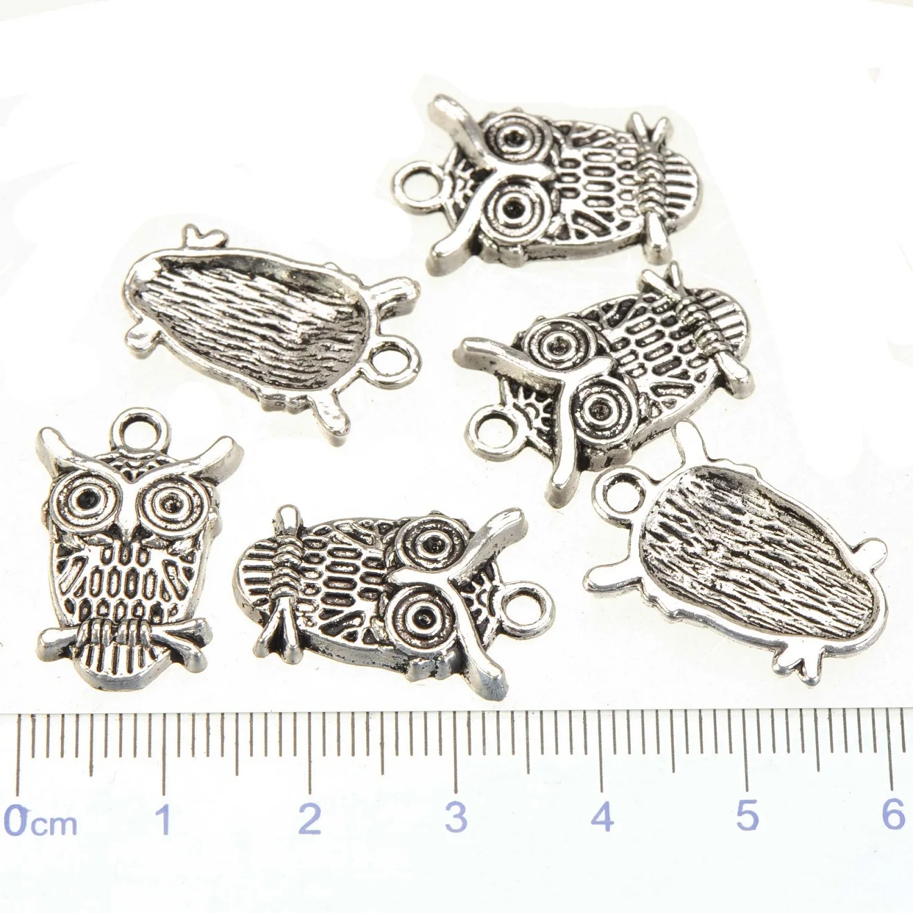 50pcs/bag Charms Custom Handiwork Components Owl Suspension Metal Keychains Clothes Pendants Diy Jewellery Parts Wholesales Bulk