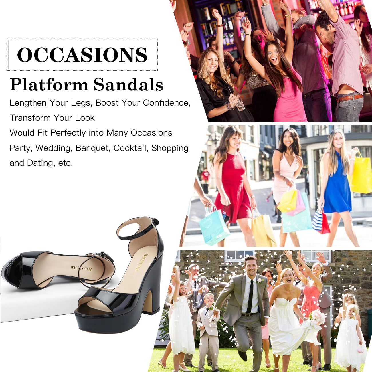 Women Sandals Summer Sexy Peep Toe Buckle Strap Sandal Square Thick High Heels Flock Platform Black Party Red Wedding Shoes