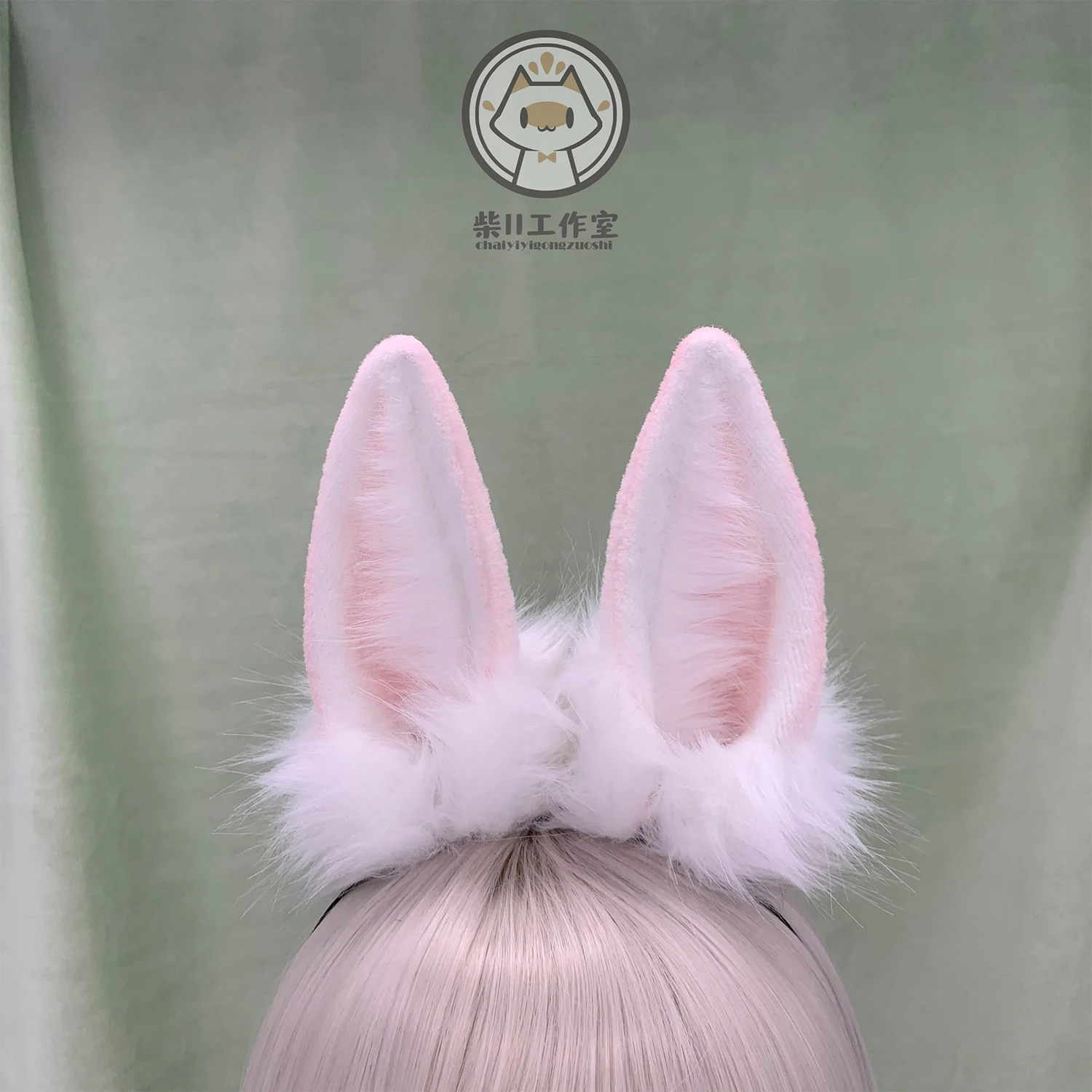 New Handmade Work White Golden Black Gray Bunny Rabbit Ears Fold Style Hairhoop Headband Headwear Cosplay Costume Accessories