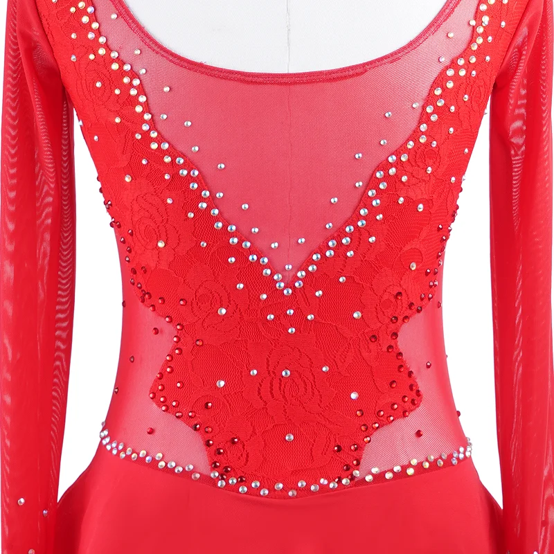 Zagitova vestido de patinação artística desempenho meninas mulheres saia de patinação no gelo ginástica rítmica saia de malha renda