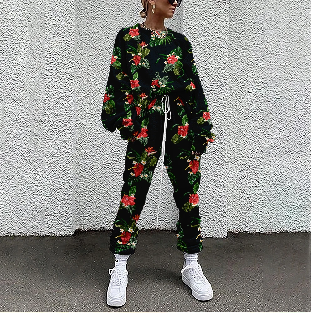 SOJINM Women New Fashion Two Piece Set Suit Outfits Floral Print Casual Sport Suit Woman Set Autumn Women Tracksuit