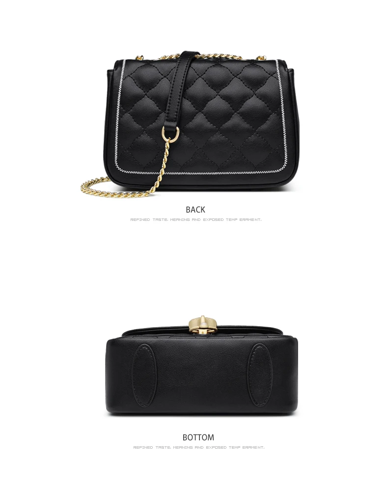 FOXER Damen-Umhängetasche aus Spaltleder mit Kettengurt, Elegante Klassische Crossbody-Tasche mit Rautenmuster, Damen-Messenger-Taschen – Detail 14