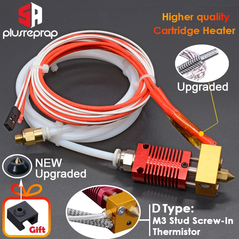 Ender-3/CR10/CR10S 1.75mm J-head Hotend kit Aluminum Heat Block with Heater Thermistor For 3D Printer With 0.4mm Nozzle Part