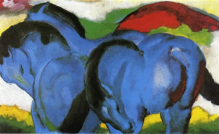 100% handmade Oil Painting reproduction on linen canvas,The little blue horses 1911 by Franz Marc,Free Shipping,High Quality