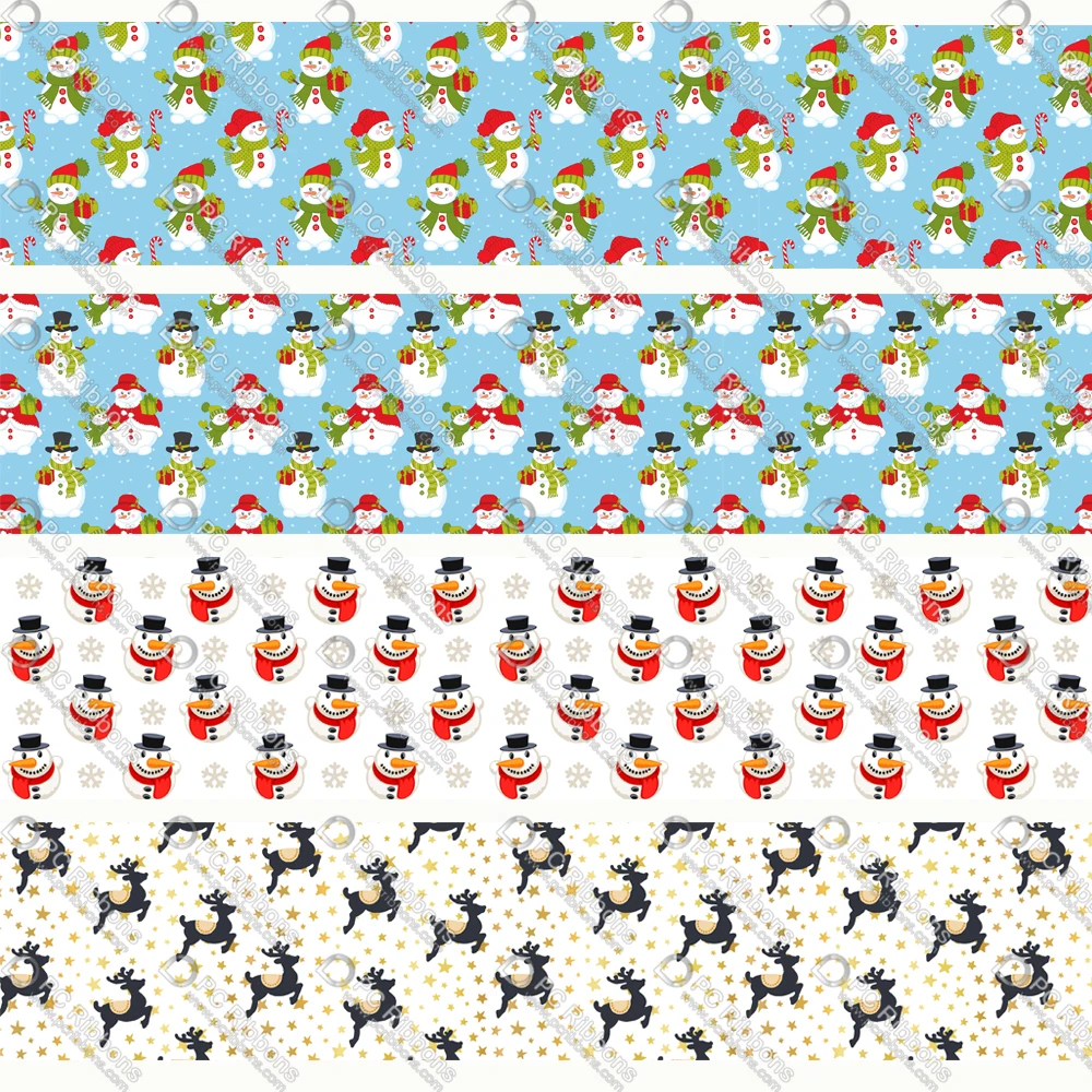 

16-75MM Reindeer Snowman Penguin Ribbon Cute Christmas Claus for DIY Crafts Hair Bow Lanyard Satin Grosgrain Ribbons CA-408