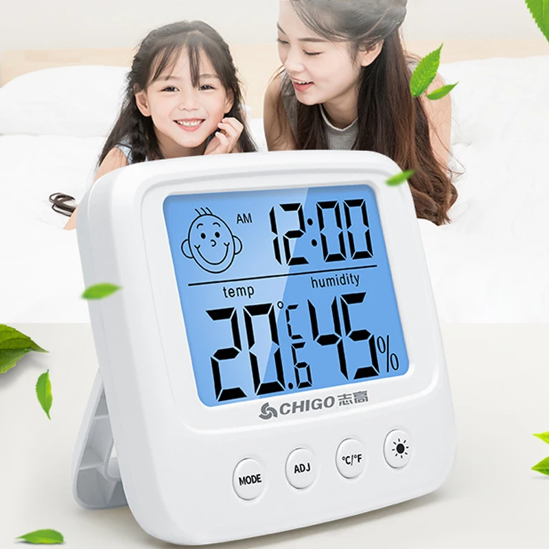 

Digital Alarm Clock LCD Indoor Convenient Temperature Sensor Humidity Meter Thermometer Hygrometer Gauge Backlight Table Clock