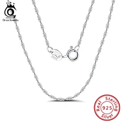 ORSA JEWELS Italian 925 Sterling Silver Chain for Pendant Necklaces 1.5mm Twisted Curb Singapore Rope Chain Fashion Jewelry SC02