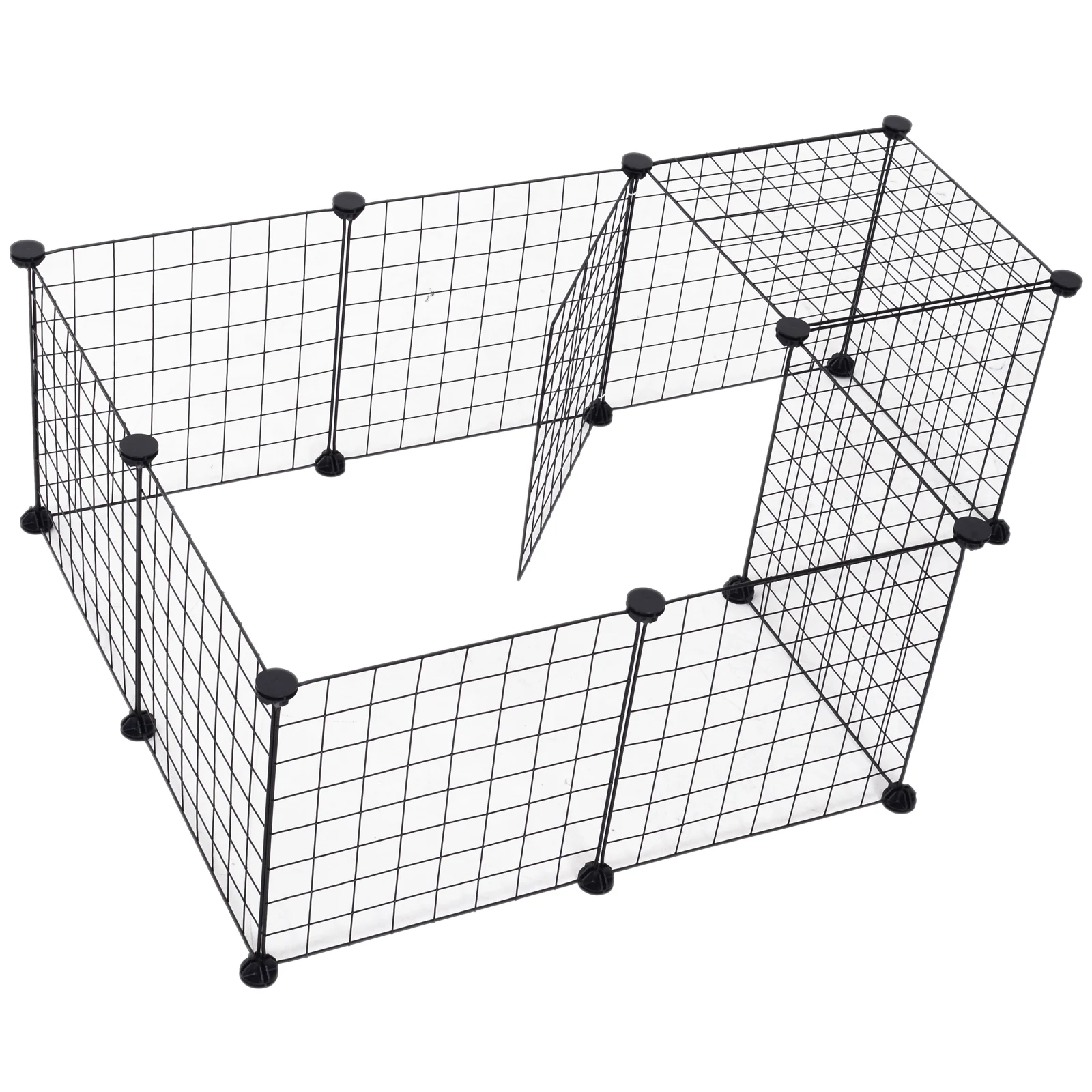 PawHut 12-panel metal pet fence small animal park detachable DIY black design for hedgehog guinea pig 106x73x36 cm