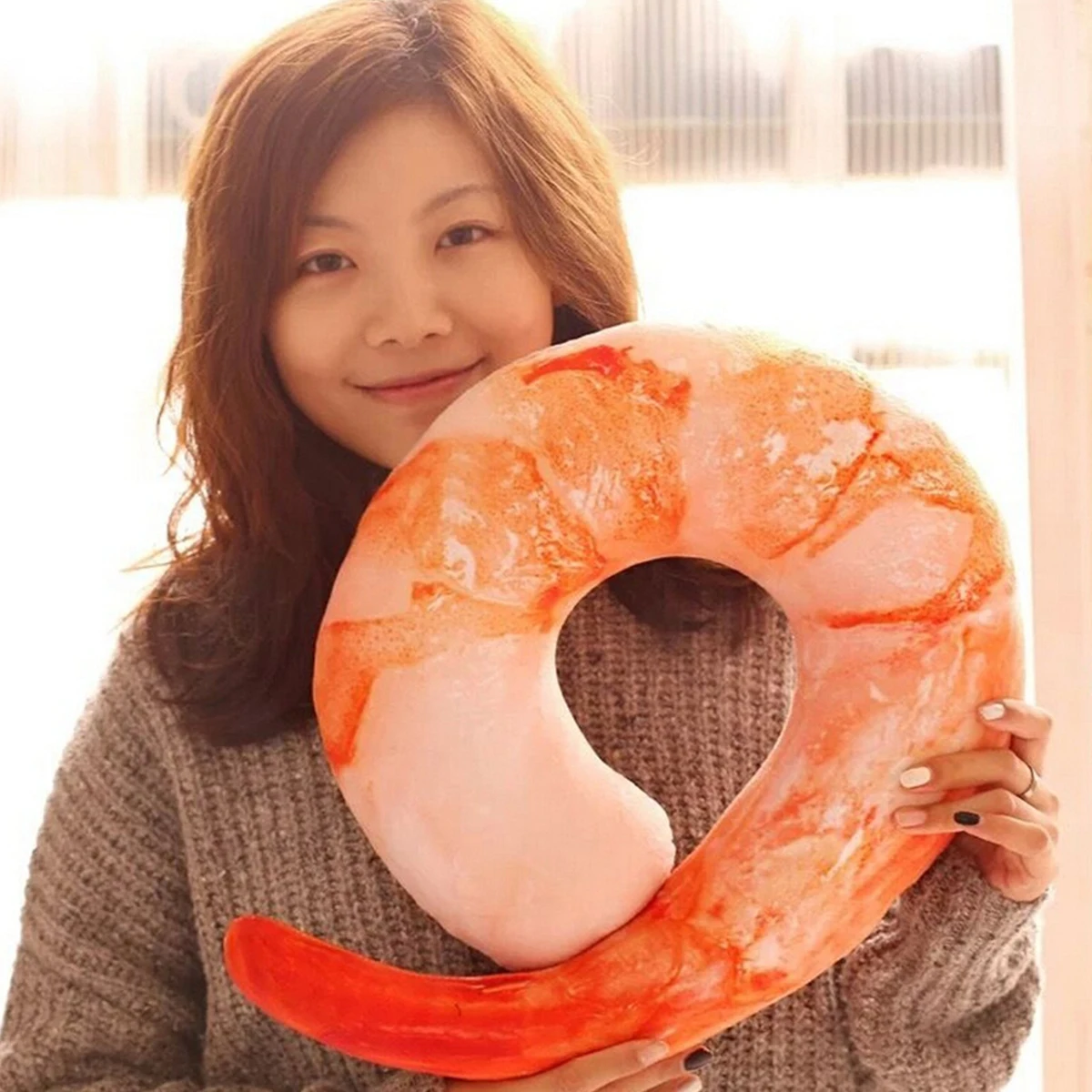 

New Creative Funny 40cm Simulation 3D Shrimp Pillows U Cushions Neck Pillow Handwork Nap Pillows Gifts