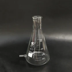 SHUNIU Filtering flask with Lower tube, Capacity 1000mL, Triangle flask with tubules, Lower tube conical flask, With tick marks