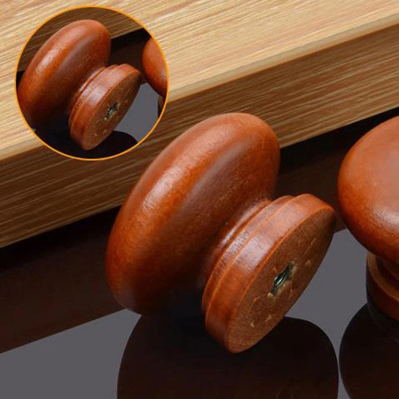 1Pcs Wood Furniture Handles Cabinet Drawer Wardrobe Knobs Wooden Kitchen Door Pulls Furniture Hardware