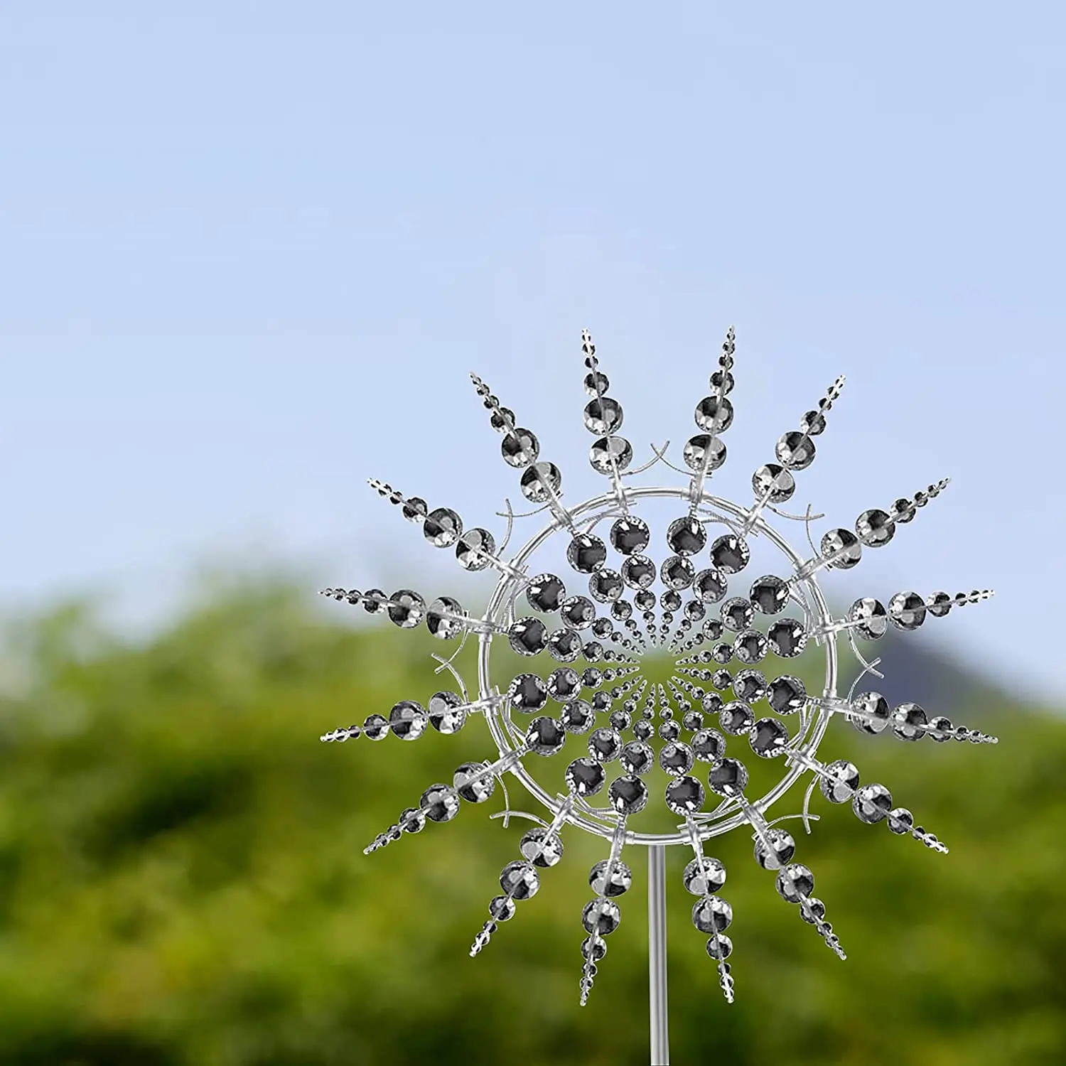 Unique and Magical Metal Windmill,3D Wind Sculptures Move with The Wind,Kinetic Metal Wind Spinners with Metal Garden Stake