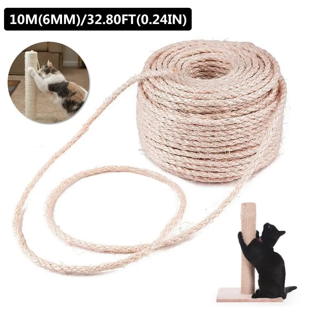 Sisal Rope For Cat Scratching Post Cat Tree Natural Sisal Rope 6mm Accessories For Home DIY Home Hand-woven Decoration