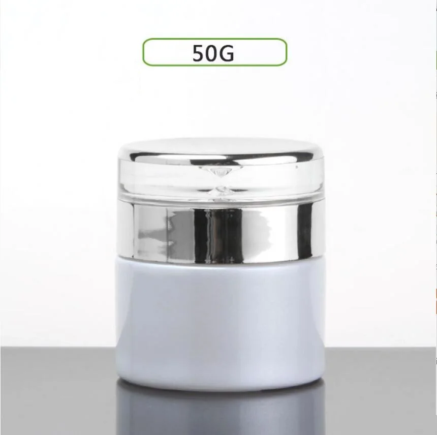 50G pearl white/green/frosted/blue glass pot/jar for night cream/essence/serum/gel/moisturizer/skin care pot/cosmetic packing