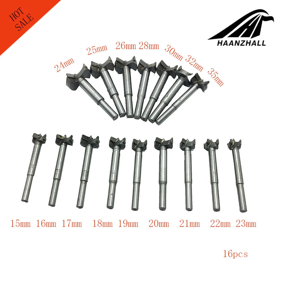 

16pcs/Set Core Drill Bits Professional Forstner Woodworking Hole Saw Wood Cutter For Rotary Tools 15-35mm tools drill