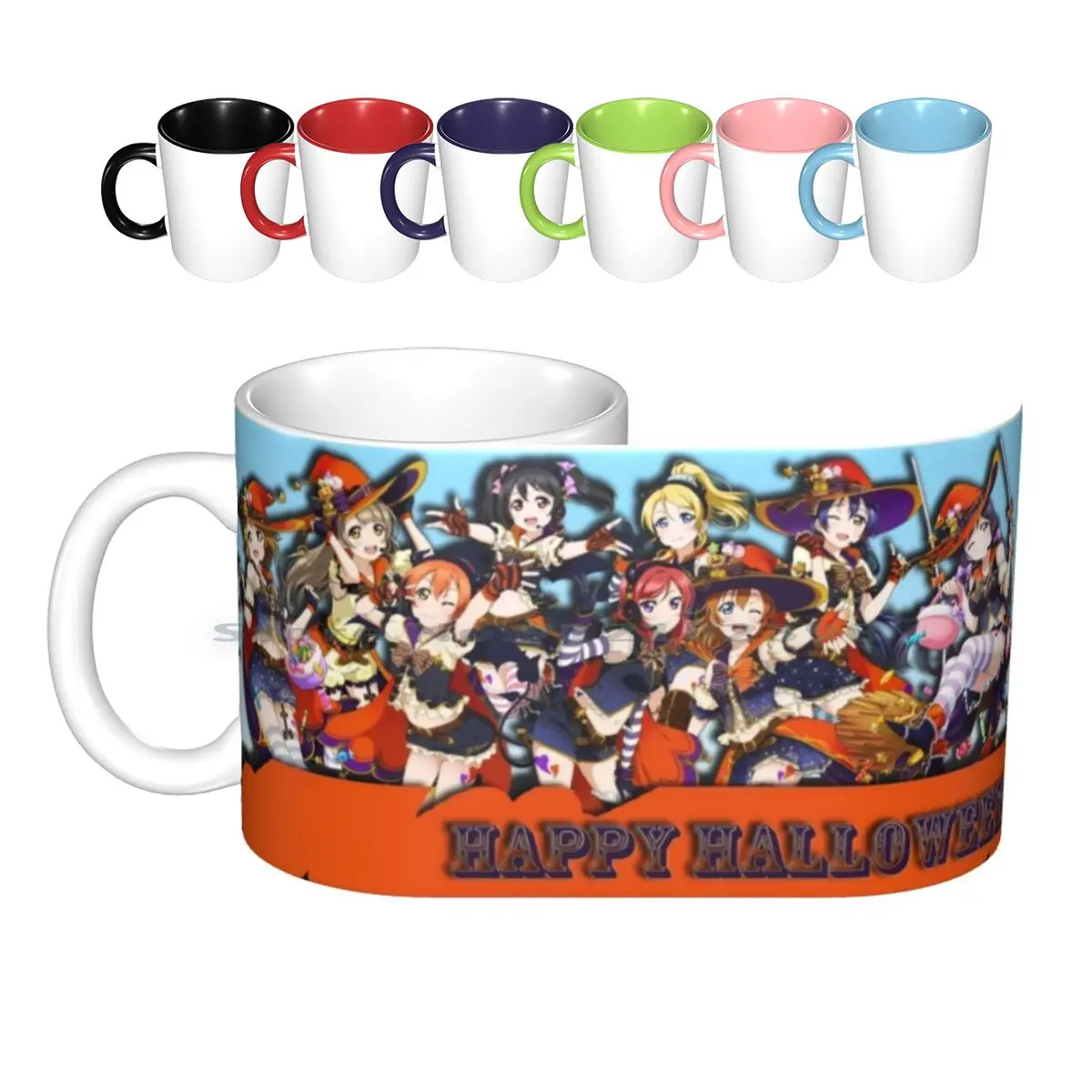 Love Live-Halloween Set Ceramic Mugs Coffee Cups Milk Tea Mug Halloween Honoka Honoka Umi Umi Sonoda Eli Eli Ayase Nozomi