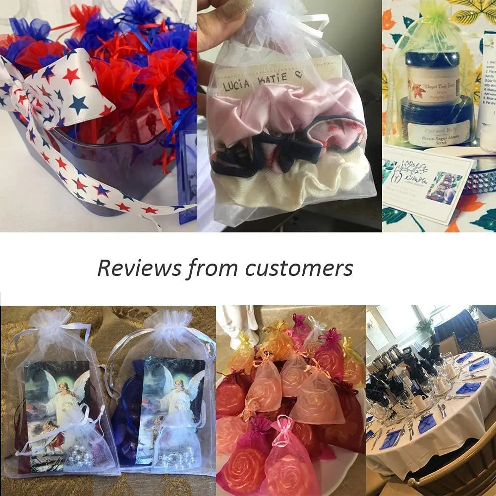 50pcs/lot (4 Size) Organza Gift Bag Jewelry Packaging Bag Wedding Party Goodie Packing Favors Cake Pouches Drawable Bags Present