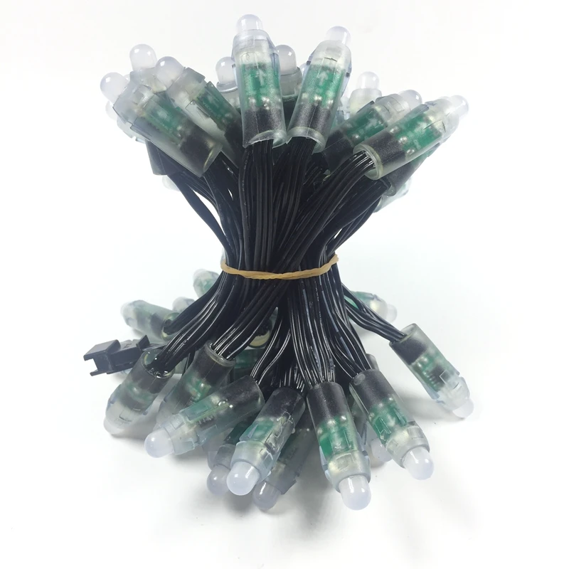 50pcs/lot DC5V/12V input WS2811 pixel module,12mm black/green Wire led string;Chrismas tree;waterproof with 3pin JST Connectors