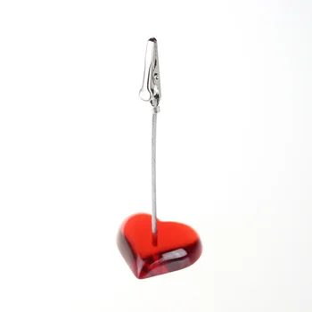 Clipe de jacaré vermelho f com base de coração, clipe de foto fio de jacaré, suporte de mensagem, braçadeira de mesa, lembranças de casamento, presente personalizado, 10 peças