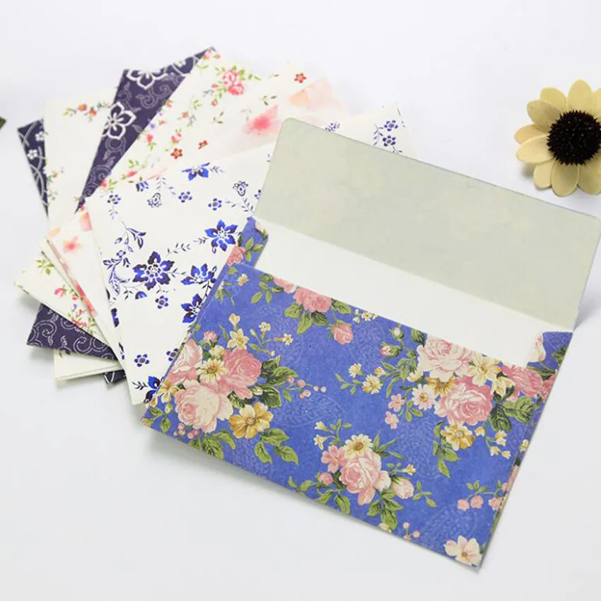 

5PCS/Lots Retro Envelopes Creative Floral Pattern Letter Pad Envelope Cherry Roses Greeting Message Envelope Office Supplies