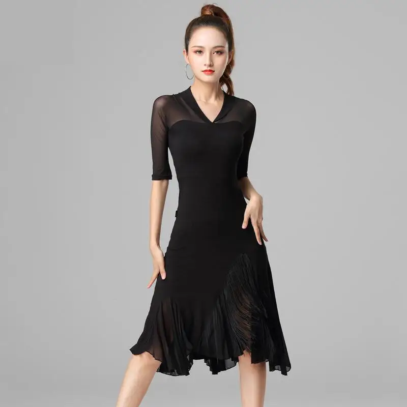 New High-end Latin Dress Adult Female Dance Practice Dress Sexy Tassel Latin Dance Dress Professional Dress Performance Dress