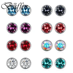 Trendy Round Stud Earrings For Women Crystals from Austria Party Accessories Pendientes Silver Color Wedding Jewelry