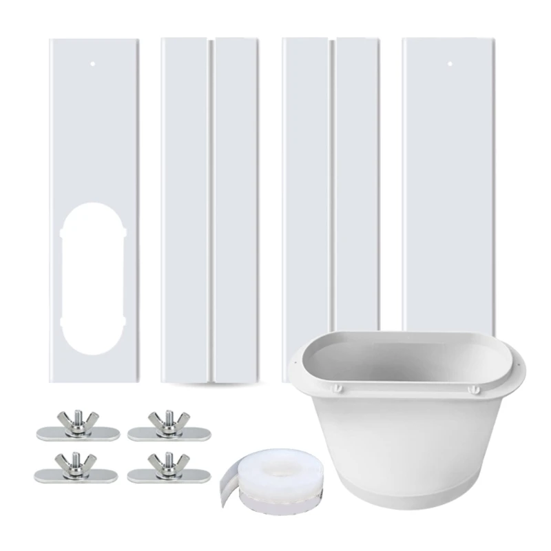 M2EE Set Adaptor Jendela Pendingin Udara Plastik Tahan Lama Portabel Selang Knalpot/Konektor Tabung Segel Jendela Pemasangan Mudah Digunakan