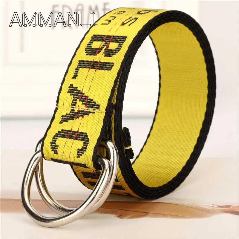 

Fashion New Harajuku Unisex Canvas Belt Printing Letter D Ring Double Buckle High Quality Casual all-match Jeans Belt RE23