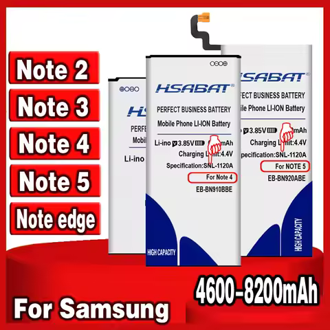 HSABAT 100% new Battery for Samsung Galaxy Note 2 3 4 5 1 N7000/Note2 N7100/Note3 N9000/Note4 N910C/Note5 N9200/Note Edge N9150