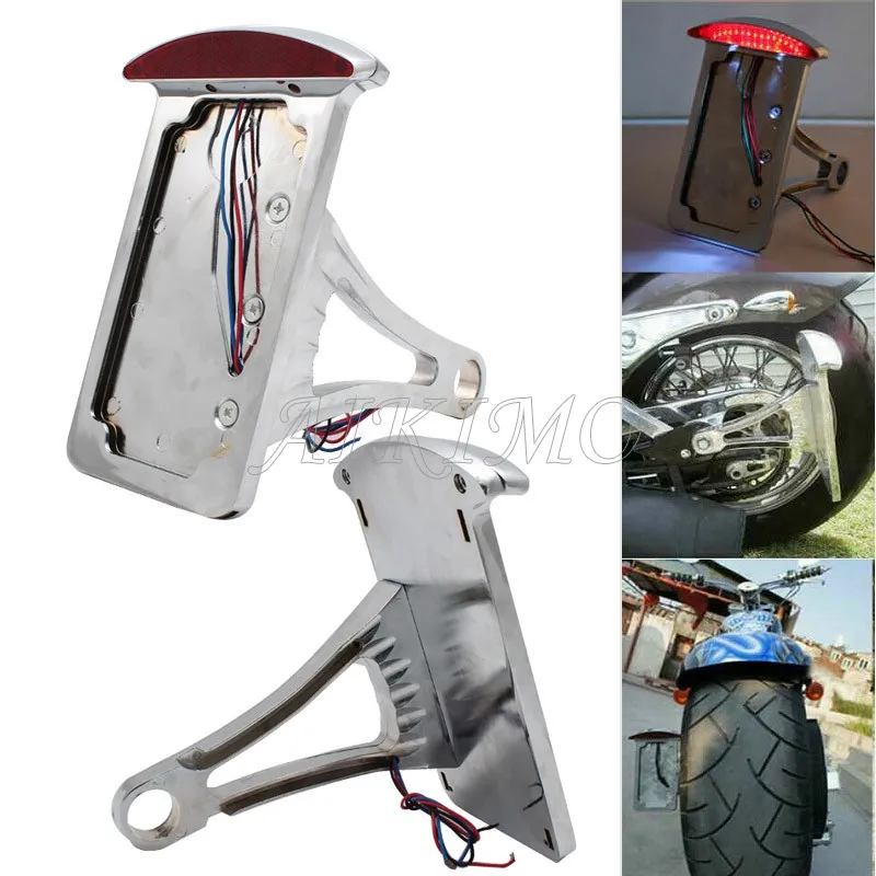 Universal Motorcycle Brake Tail light Side Mount License Plate Bracket Holder For Harley Sportster Chopper Bobber Softail