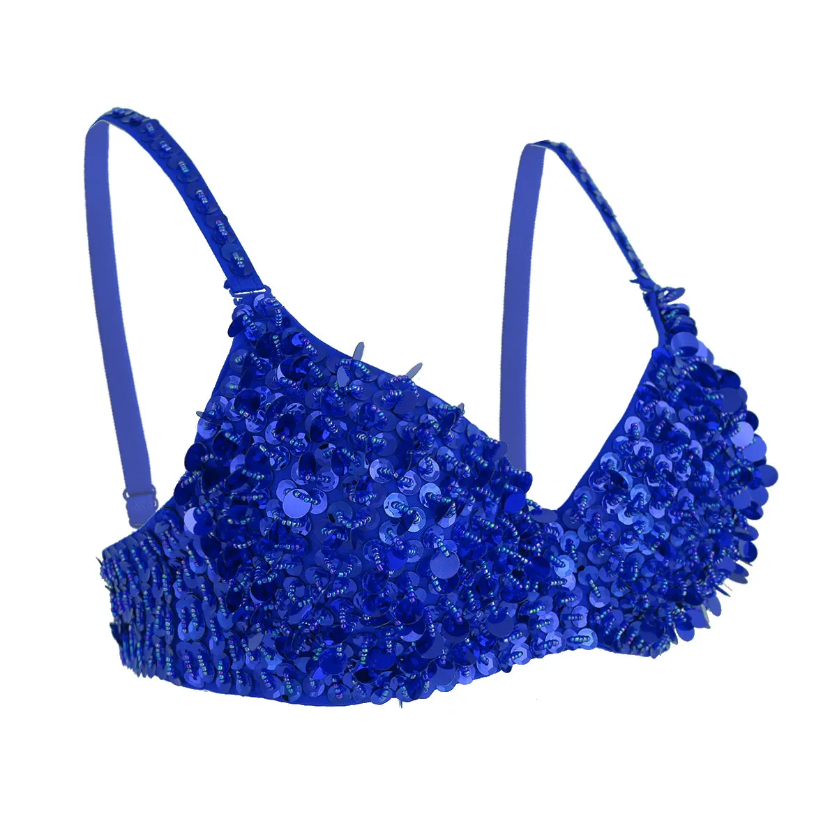 Kobiety moda Sparkle cekiny biustonosz do tańca na rurze frezowanie usztywniany Top biustonosz na impreza Rave tańce sukienka do klubu Belly stroje taneczne