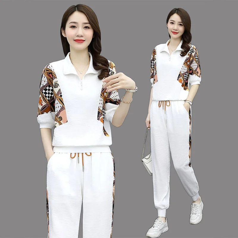 Women\'s Fashion Pencil Pant Suit 2024 New Summer Leisure Clothing Foreign Style Crop Top Two Piece Set Women Leggings Tracksuit