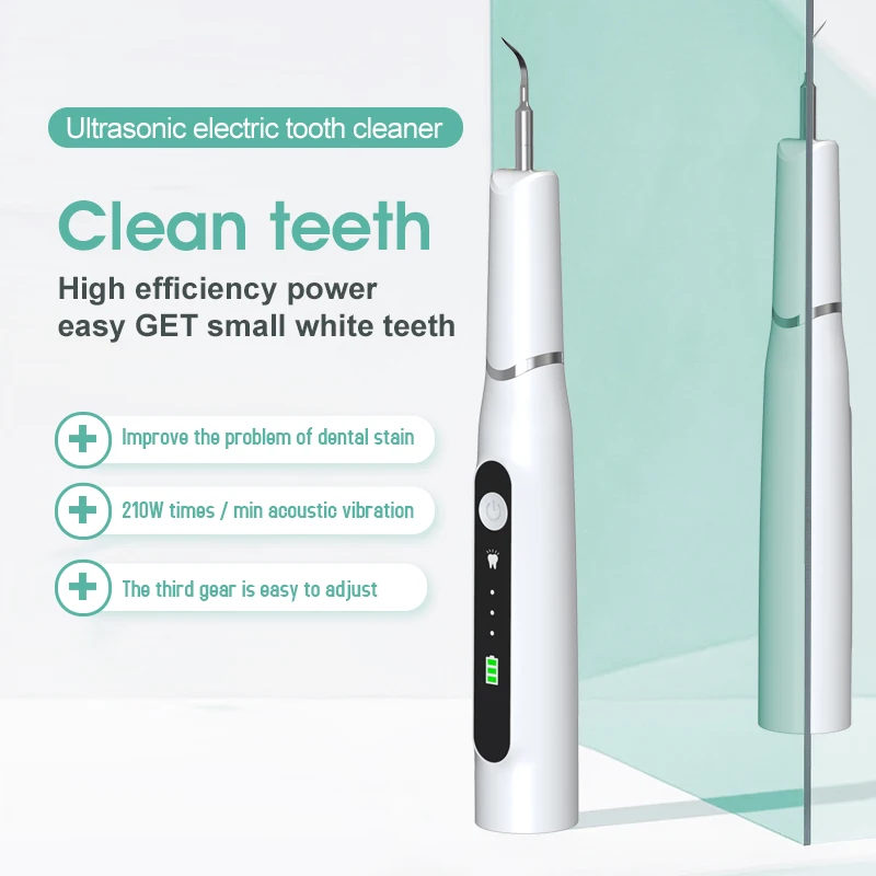 Ultrasonic Dental Calculus Scaler Oral Tooth Tartar Remover Plaque Stains Cleaner Removal Teeth Whitening Portable with LED