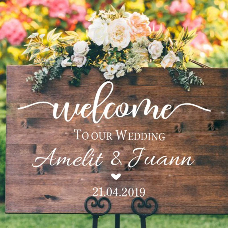 Welcome Wedding Sign Stickers Engagement /Celebration Mural Vinyl Decal Baptism/Birthday Wedding Decoration Reception Decor