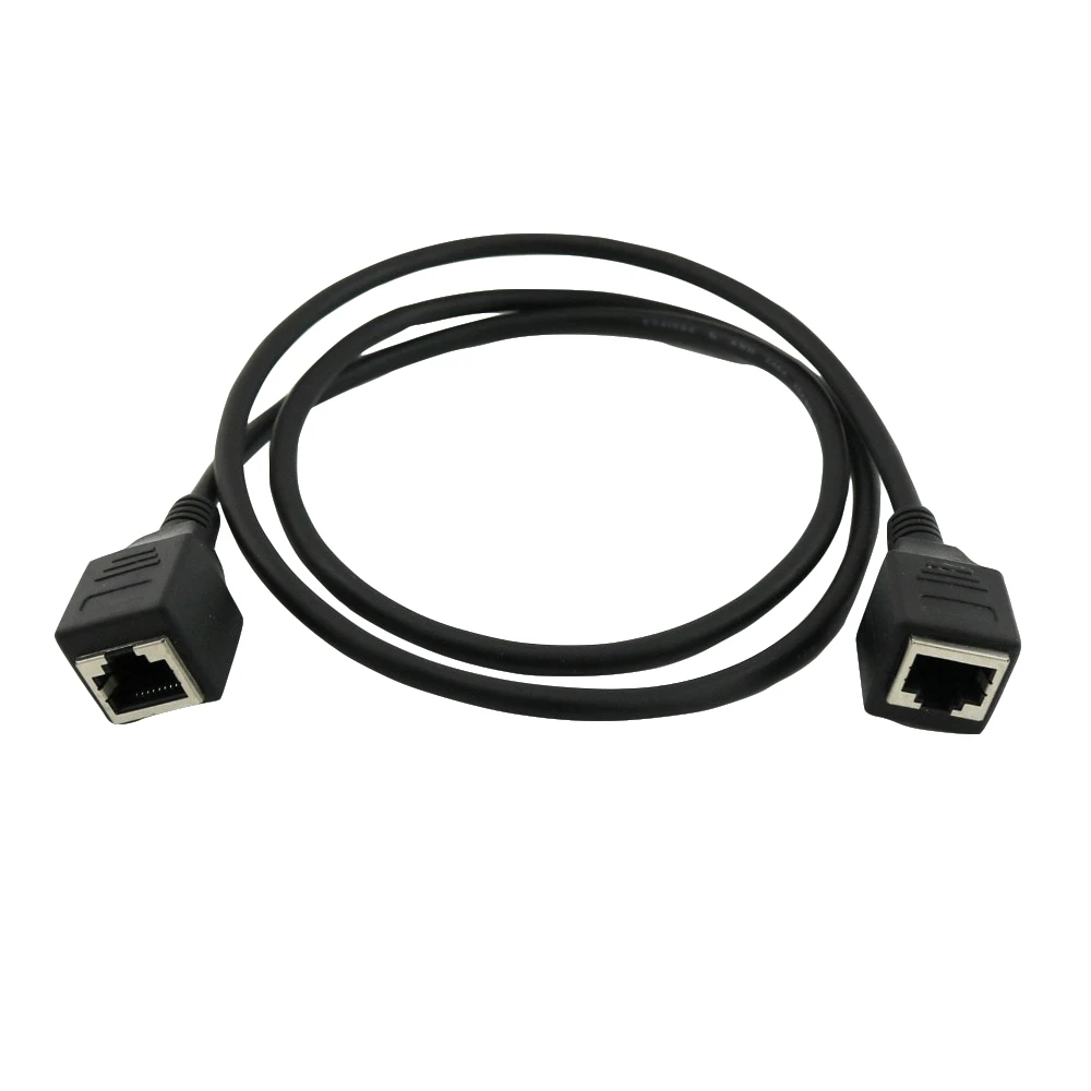 كابل محول إيثرنت RJ45 LAN 1m/3ft ، أنثى إلى RJ45 ، كابل تمديد أسود