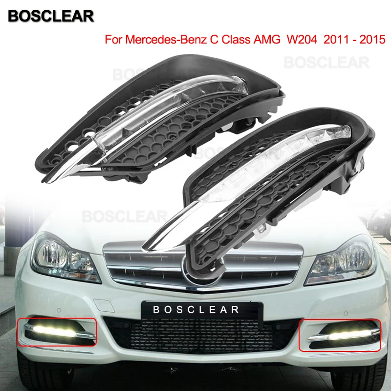 

for mercedes benz w204 2008-2015 C200 C260 C300 sport AMG fog lights LED DRL Daytime running light Daylight Fog Head Lamp Cover