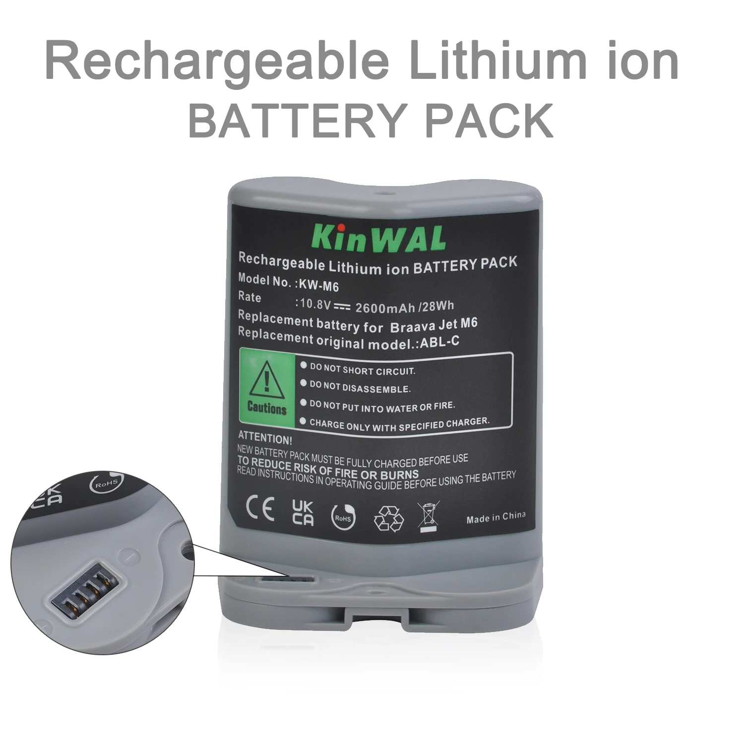 Batterie pour aspirateur professionnel iRobot Braava Jet M6, 2600mAh